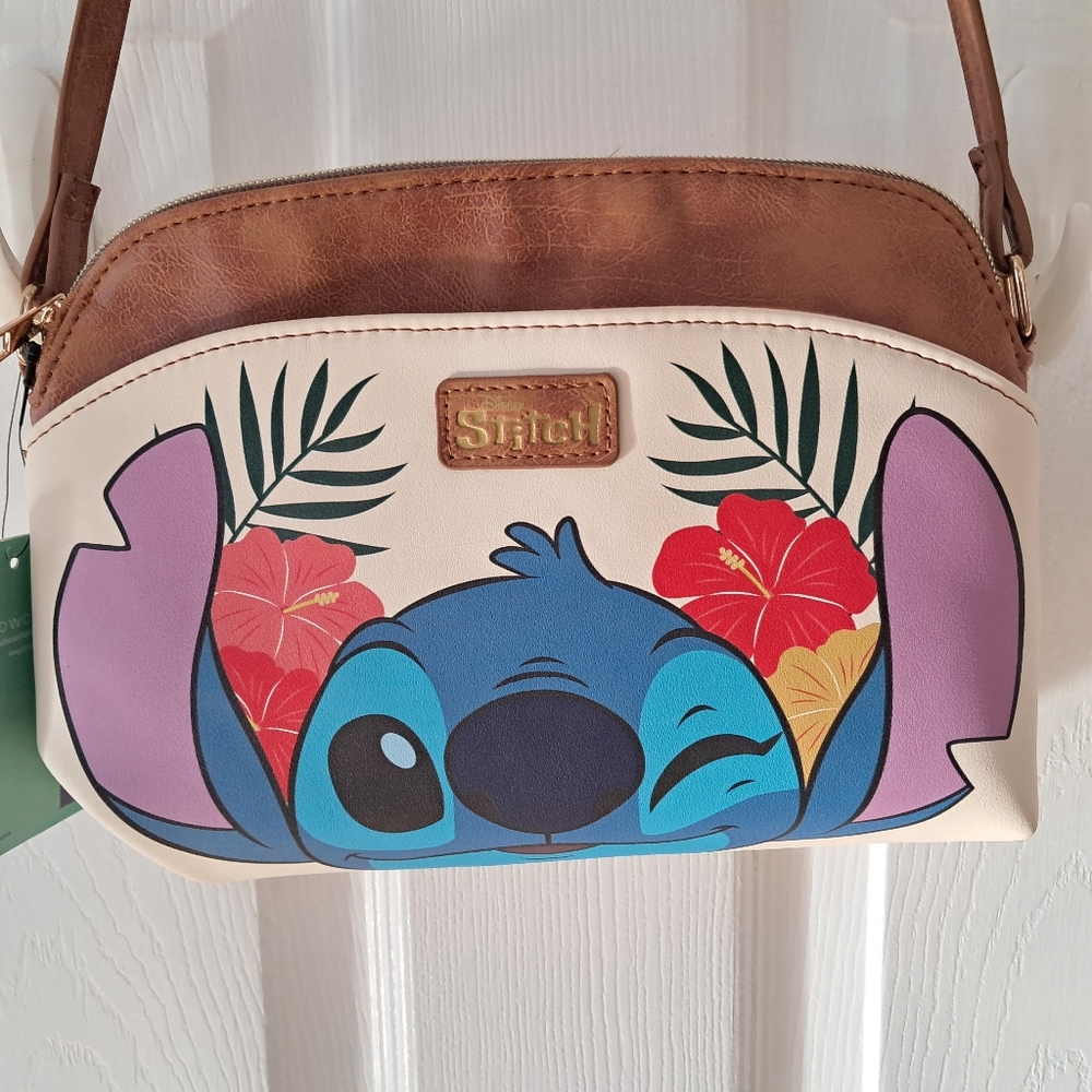 Disney Stitch Crossbody Bag in Blue, Purple, Cream and Brown
